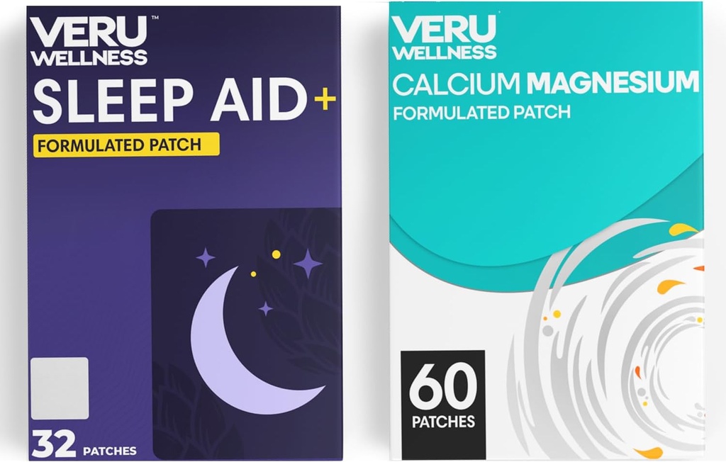 Veru Wellness Duo Life Style Patches - Melatonin, 镁 - 自我粘附时间释放专题补丁, 8-10小时(32天供应)