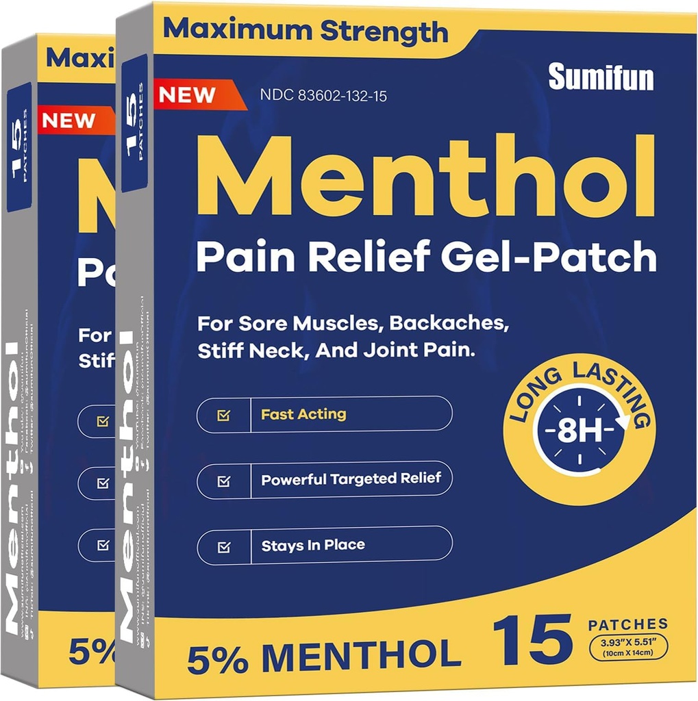 Sumifun 医用冷热补丁 - 30 Constitution 5% Menthol Extra strong pain Relief Powerful Relief for simple Backaches, Joe Pain, Stiff Neck, Muscle Sore 超强止痛补丁