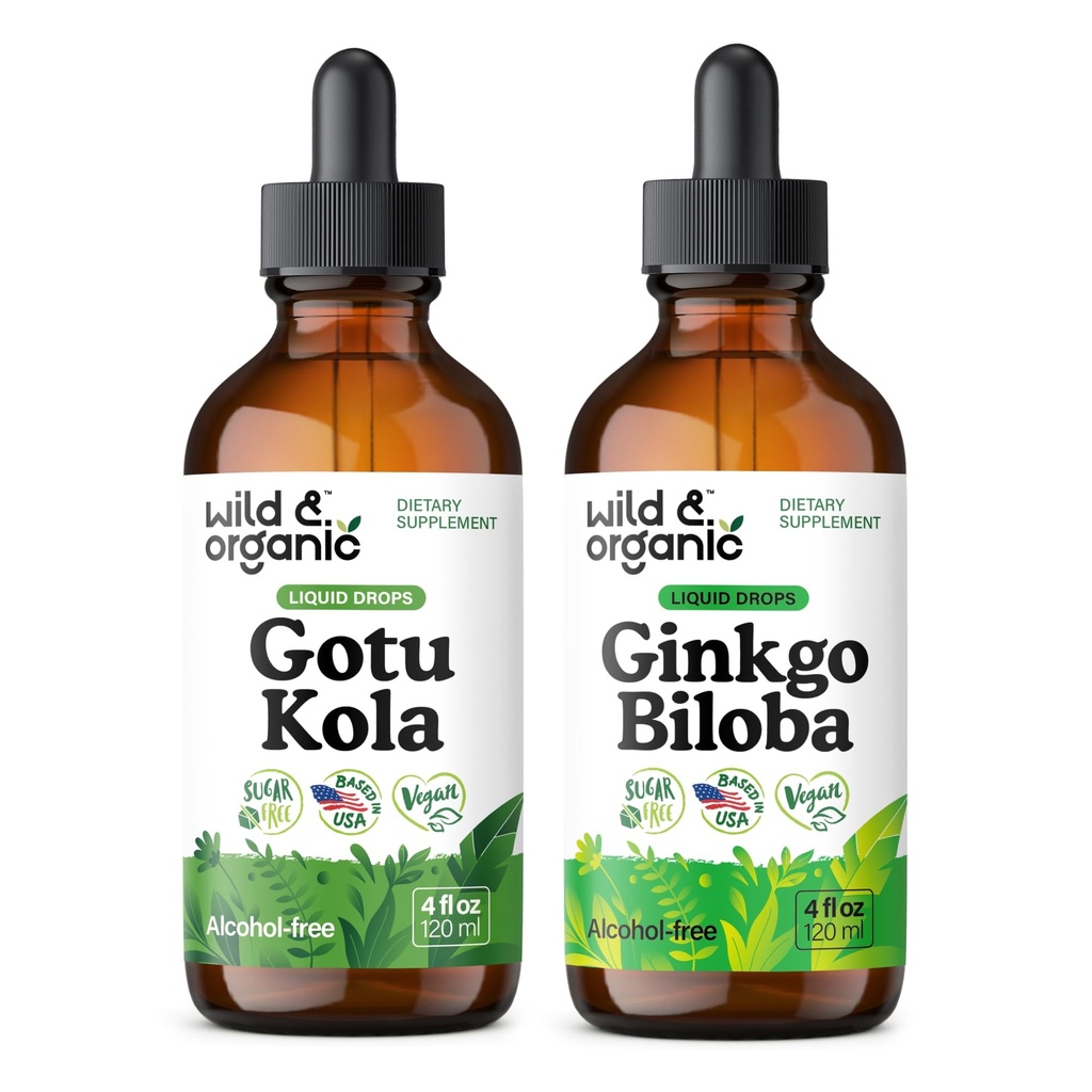 野生和有机 Gotu Kola 叮当 4 fl oz & Ginkgo Biloba 叮当 4 fl oz