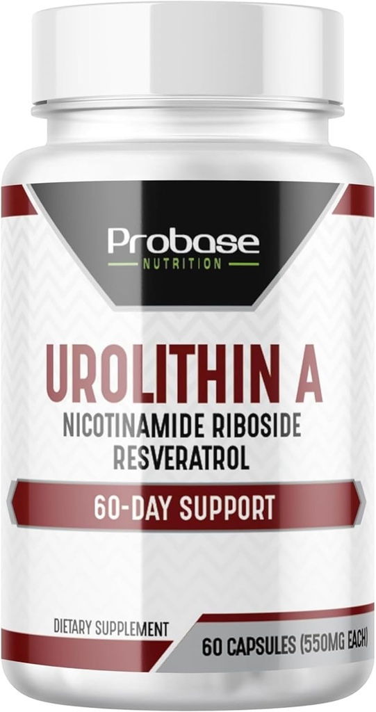 Probase营养 Urolithin A - [60天供应] -- -- 添加NR和Resveratrol -- -- 替代NMN、NAD、CoQ10、PQQ健康老龄化