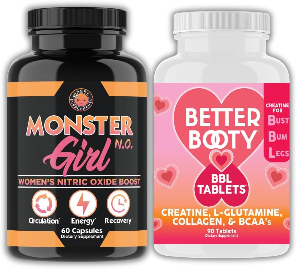 愤怒补充女性健身包:怪物女孩 N.O 氮氧化物助推器 60cm + Creatine 复杂板块 90cm 2 瓶子共计