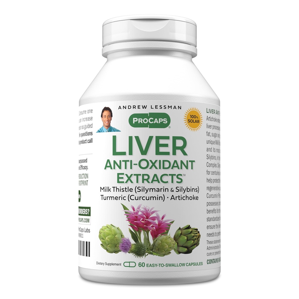 AndreW Lessman Liver Anti-Oxidant Extractions 60 Capsules - 支持"活者"的艰苦工作组织,促进"最佳活者"的健康和功能. 牛奶tle、  Tur和  Art