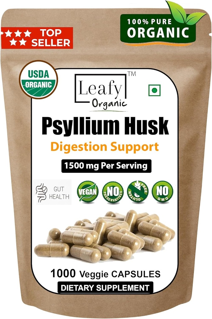 yl Husk 1500mg Per service, 1000 capsules - 双强 - Premium Psyllium Fiber 补充 - 对文摘和规律性大 - 100%天然可溶性纤维