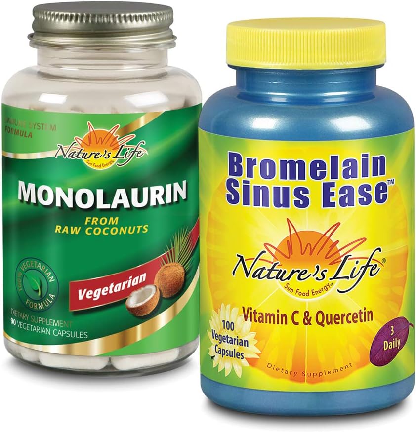 自然生活 Monolaurin & Bromelain Sinus Ease Bundle 健康免疫功能与呼吸支持 | 90ct, 100ct