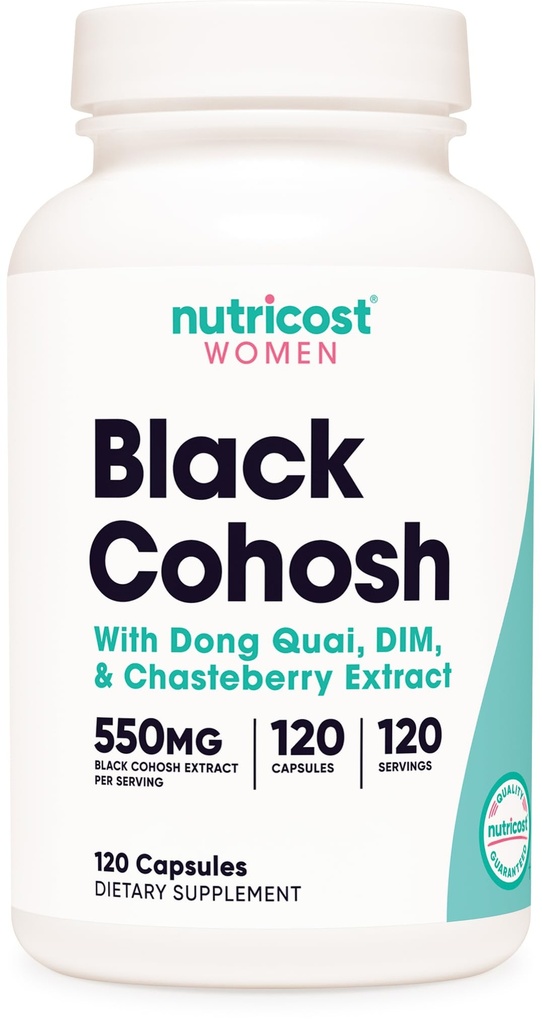 妇女营养成本黑色Cohosh 660mg,120 Capsules - 与Don Quai, DIM, 以及 Chaste Berry, Veggie Caps, Non-GMO, Gluten Free 合作