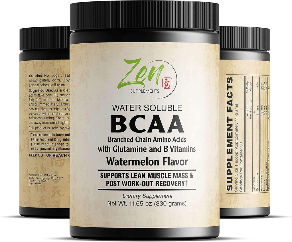 Zen 补充剂 - BCAA - 分支链氨基酸- 清洁, Keto 饮食, 支持肌肉构建, 改善恢复和提高耐力 330GR-粉剂