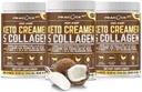 Collagen Keto Coffee Creamer Powder 12.22 oz, 包装 3, 用椰子MCT水解Collagen Peptides 石油、镁、无味蛋白粉、无糖咖啡