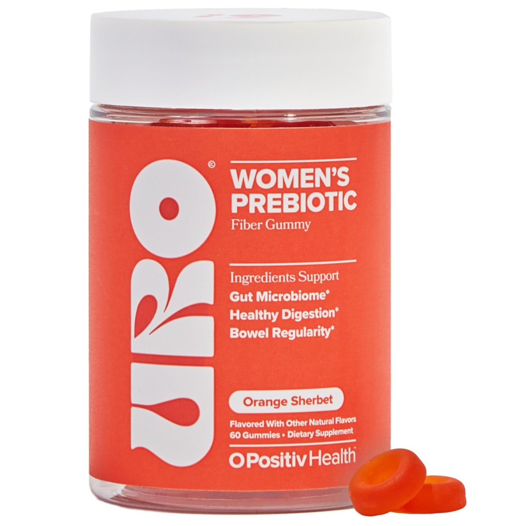 O Positiv URO 成人纤维,60 Counters (Pack of 1) - Prebiotic Chicory root Inulin Fiber 补编 - Daily Gummy Fiber for Entertainive Gut Health - 非GMO, Vegan & Cruty-Free