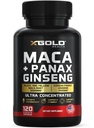 Maca Root Capsules 10,000 mg + 韩语 Panax Ginseng 1,400 mg - 20x 集中抽取黑色 + 红色 + 黄 Maca Root, 10x 集中抽取 Panax Ginseng Capsules - Ultra Potent 和 高度纯化