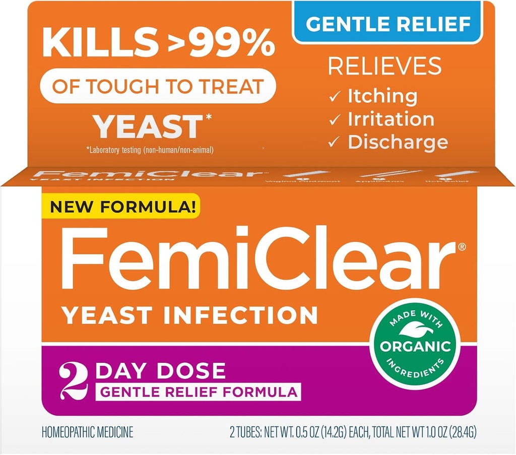 FemiClear Gentle Relief Fradule 2 Day 感染治疗,更敏感个人的Gentle Fradule,全自然成份膏+外侧痒减肥膏,女性护理产品
