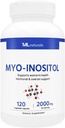 ML Naturals Myo-Inositol 2000 mg 120 可食用胶囊、NSF-验证的和cGMP-连体