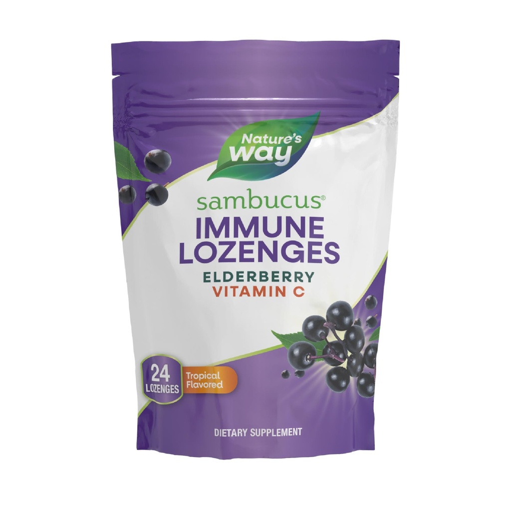 自然之路 Sambucus Immune Lozenges, 高发性维生素C, 老年莓, 24 热带火焰洛森格斯(5月之谷)