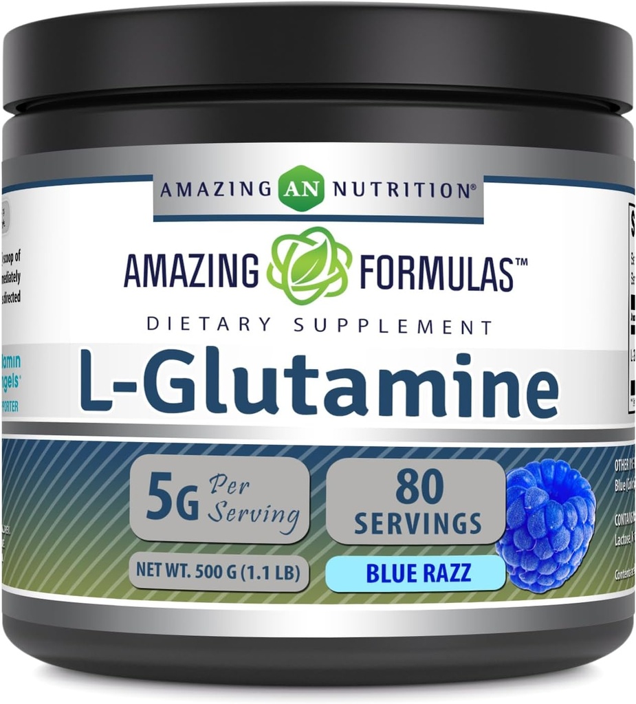 L-Glutamine Powder 氨基酸补充剂(Non-GMO) 美国制造的Gluten Free(蓝莓)