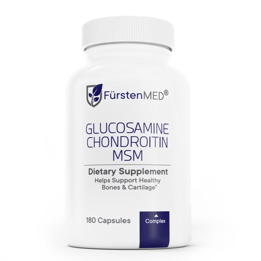 FürstenMED Glucosamine Chondroitin MSM 补充剂 - Chondroitin & Glucosamine 骨头和正常心肌健康营养补充剂 - 支持正常联合健康与维生素C - 180卡普尔