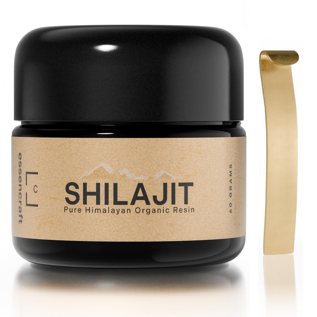 有机喜马拉雅Shilajit Resin - 500 mg Max Potency, 男女实验室测试纯Shilajit, 85+ Trace Minerals Fulvic Acid, 免疫支持, 能量和认知性能, 4个月供应, 60g