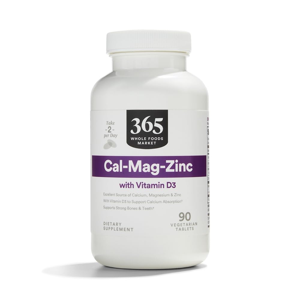 365 由全食品市场, Cal-Mag-Zinc 配有维生素D3,蔬菜,90 Counter