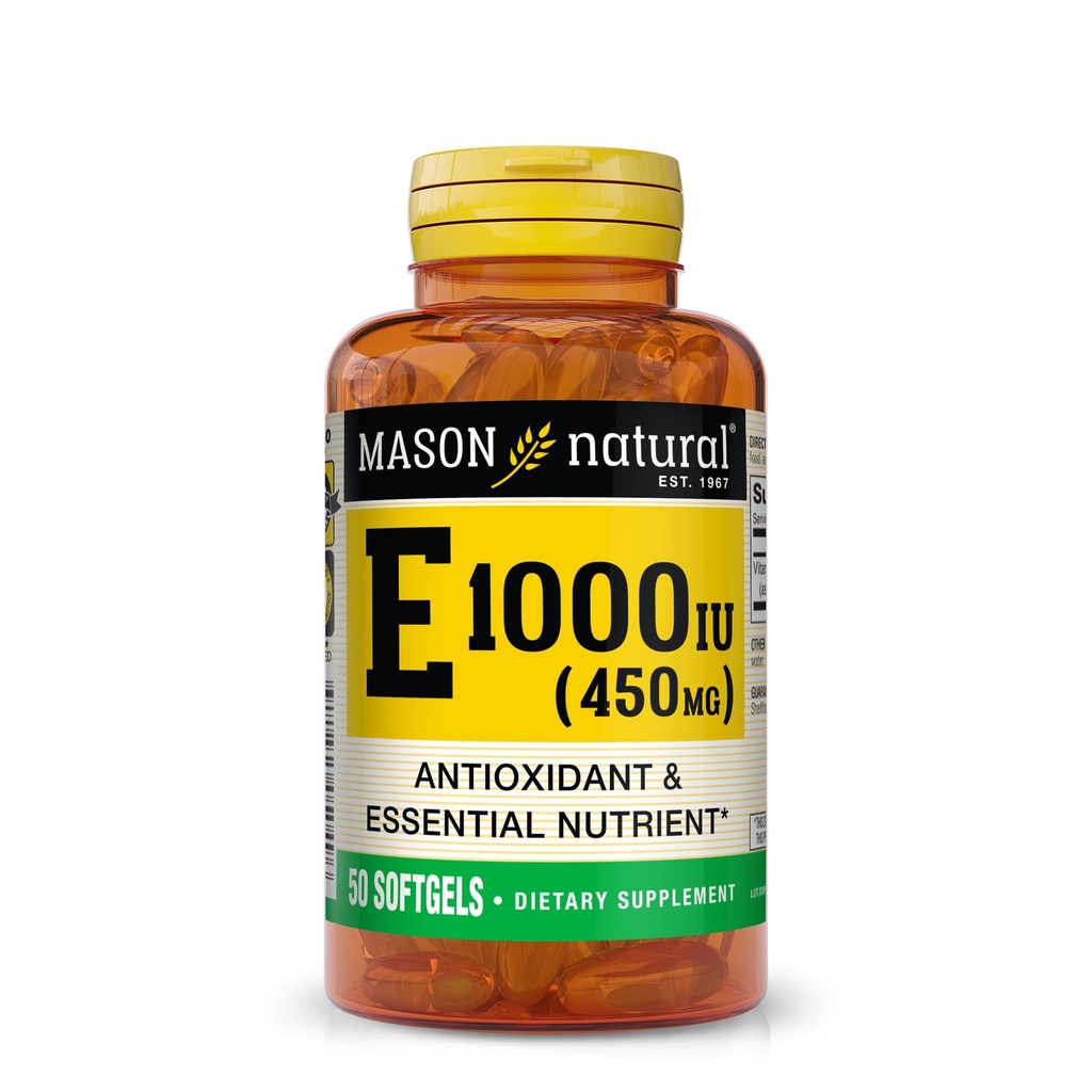 MASON 天然维生素E 450 mg(1,000 IU) - 抗氧化剂和基本营养剂,健康免疫系统,皮肤和眼睛,全身补充,50软胶