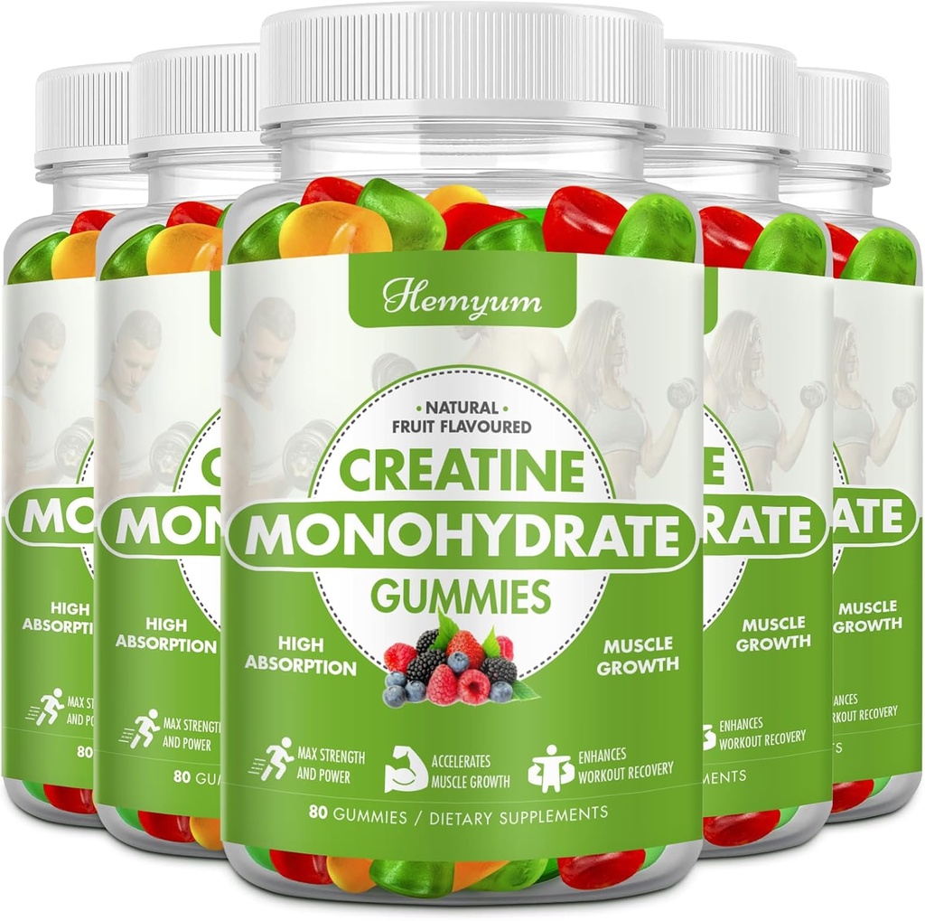 Creatine Monohydrate Gummys - 女性男性工作前综合奶油,增强肌肉力量,助力聚焦和耐力,肌肉建构器 400 计数