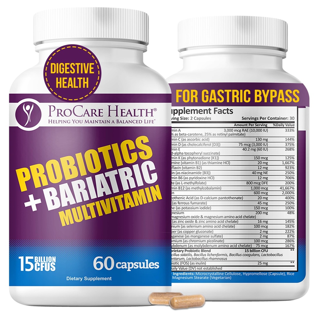 使用铁45mg(60个计数)-15亿CFU Bariatric ProBiotic fast Dision Veggie Capsules 支持巴里亚病患者的古特和免疫健康