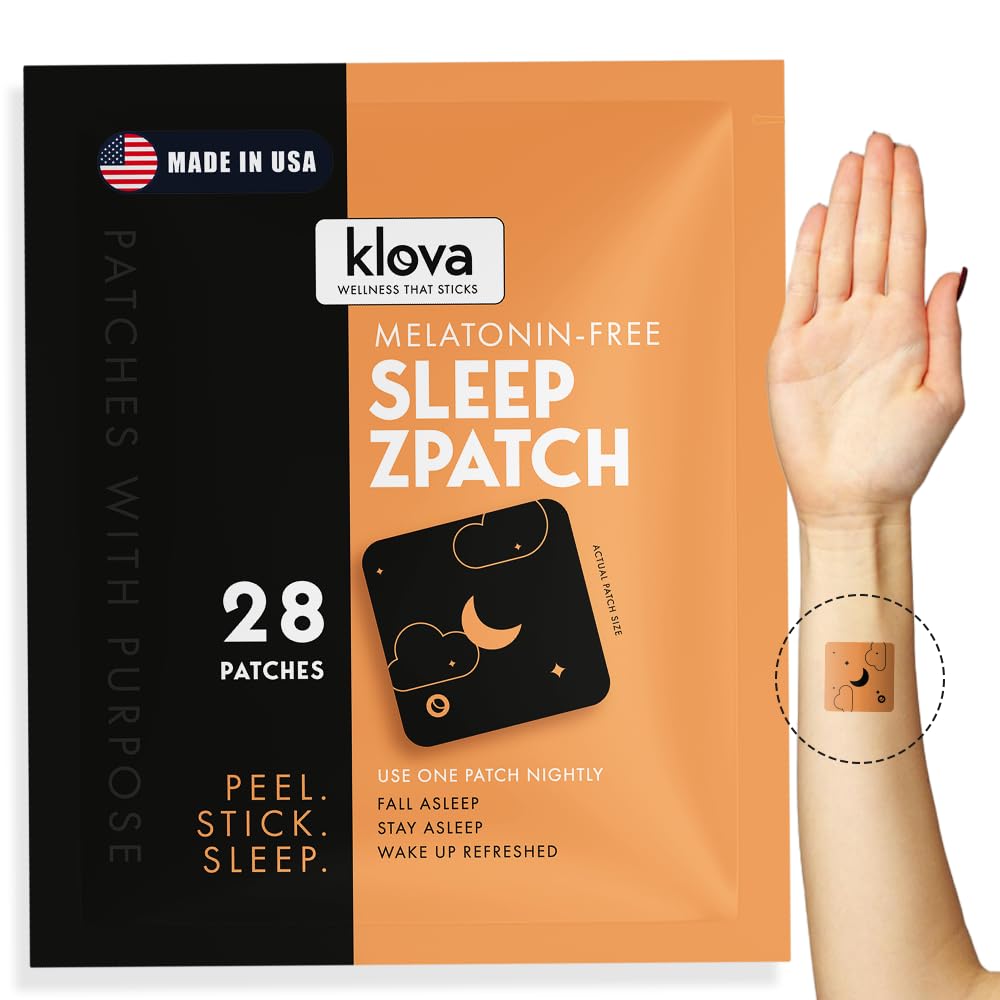 Klova Melatonin-Free Sleep Patches for Adults QQ 与 Ashwagandha, Valerian, GABA & L-Theanine 一起为成人提供自然睡眠援助, 更快的入睡, 更久的入睡, 醒来刷新了 28 个补丁