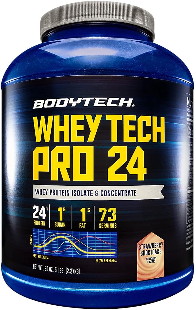 APDITECH WHEY技术 Pro 24 蛋白粉 - 蛋白酶混合剂与BCAA's's的蛋白酶 燃料肌肉生长与恢复,工作后肌肉建筑理想 - 草莓短饼(5英镑)