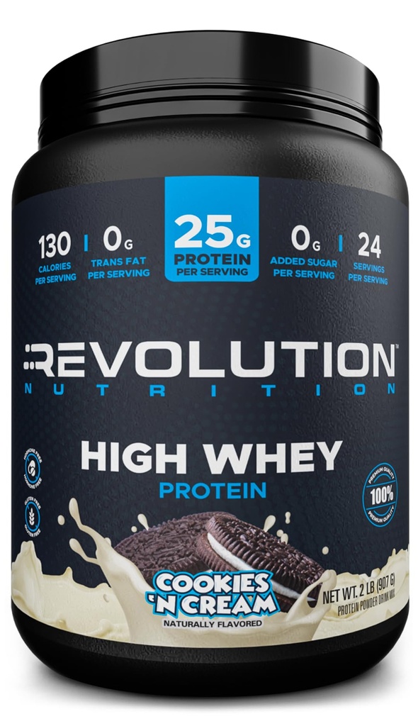 革命营养,高维,蛋白粉2LB,Whey Isolate,Gluten Free,精益肌肉男和女弥撒,25g of Protein Per Scoop,908g,24 services(Cookies & Cream,2英镑) 革命营养,高维,蛋白粉2LB,Whei Isolate,Gluten Free, Lean Muscle Mass for Men & Women,25g of Protein Per Scoop,908g,24 series (Cookies & Cream,2英镑)