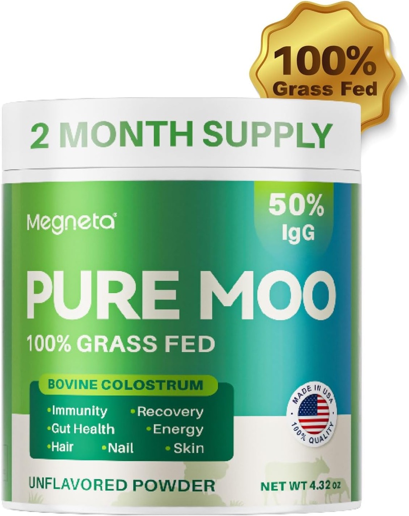 Bovine Colostrum 人肉补充剂 - 50% IgG 100% Grass Fed, Colostrum Power for Gut Health, Skin & Hair, Beauty and Immune Support Pre Moo Keto, Gluten & Fat Free(不喜爱) V3