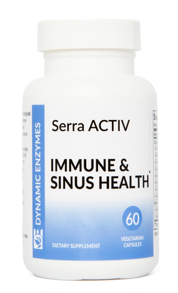 Serra ACTIV - 60 Vegan Capsules - 支持西努斯和心血管健康 - 酸-resistant Serrapeptase - 120 000 SPU - 免疫支持 - 系统酶