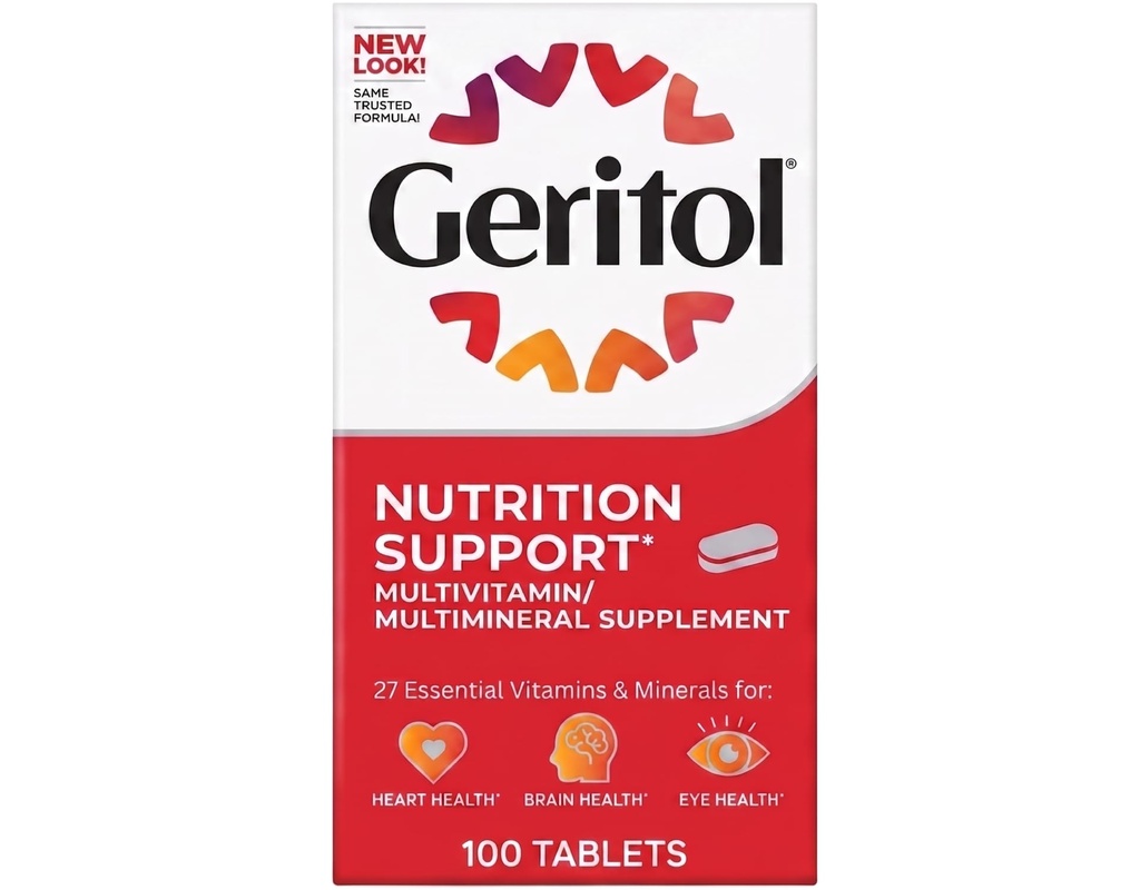 Geritol Multivitamin 100标签(前称Geritol Complete - 相同产品!)