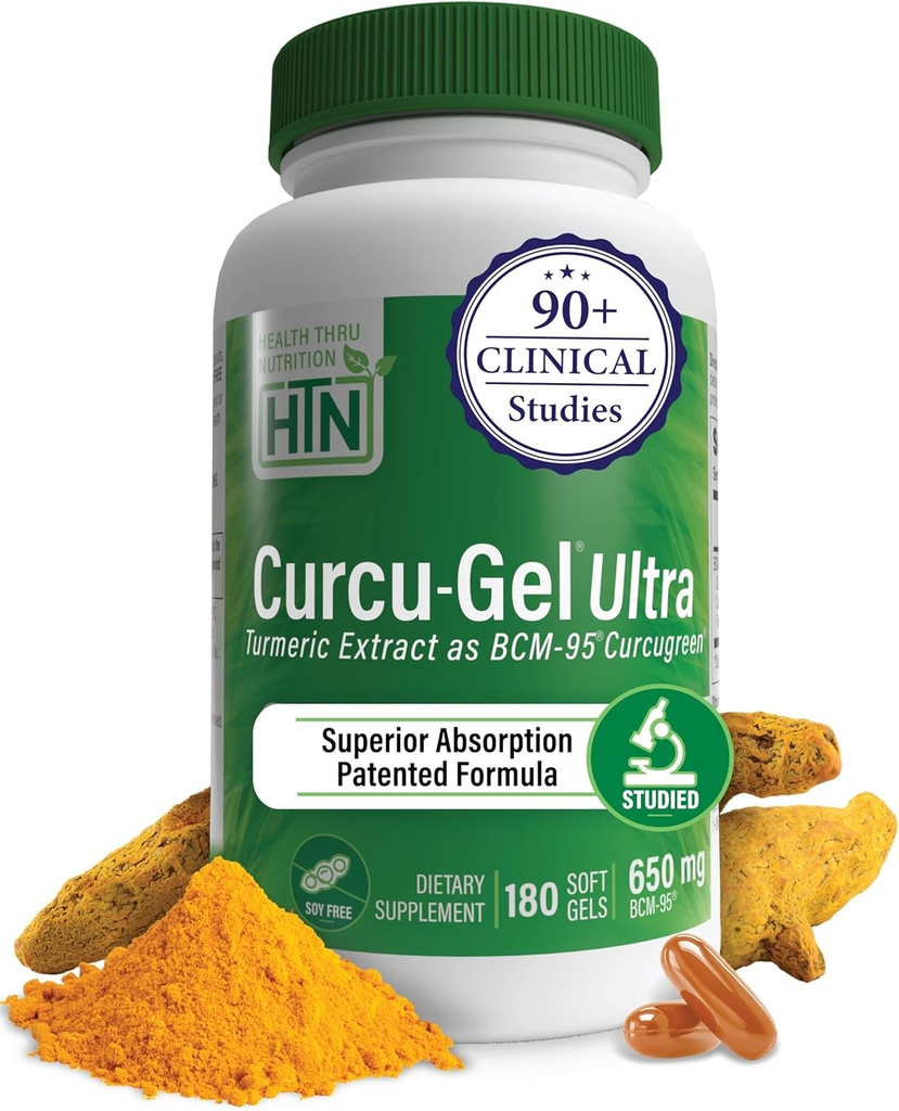 健康营养Curru-Gel 650mg BCM-95® Curcu Green Turmeric Curcumin 高吸附性 健康炎症反应 临床研究 第三方测试 非GMO(180包)