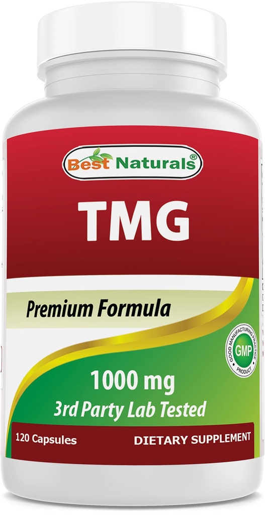 最佳天然物 TMG 三甲基甘化(作为Betaine Anhydrous) 1000 mg 作用 - 120 capsules - 健康同位素水平与甲基化支持(120个计数(一包))