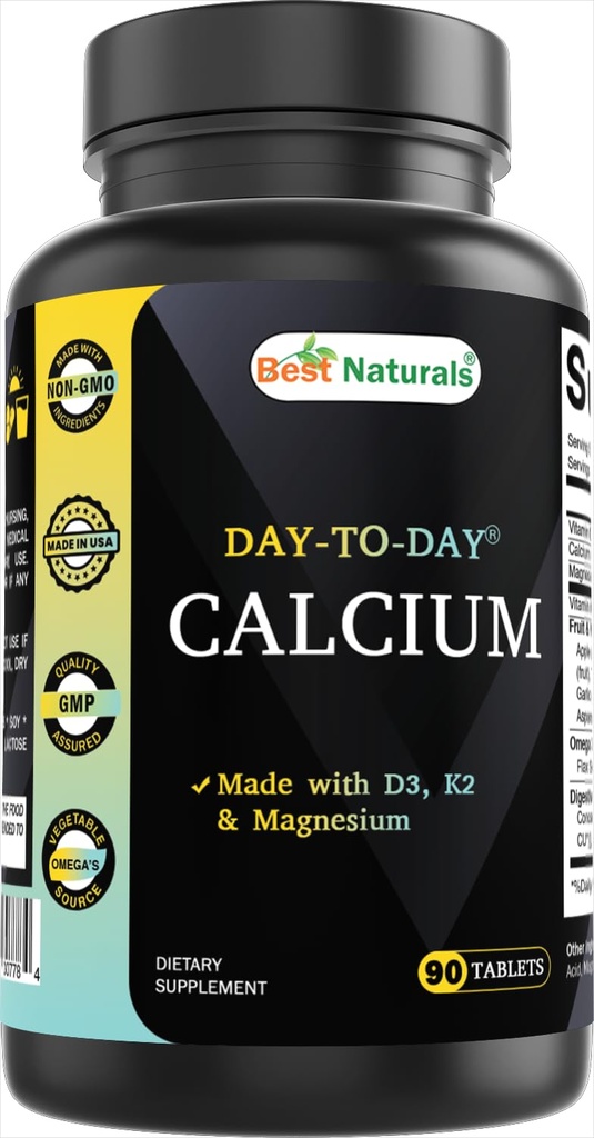 Best Naturals Calcium with D3 K2 镁 90 片 - 由消化酶,Probiotics, Omega 混合剂制造