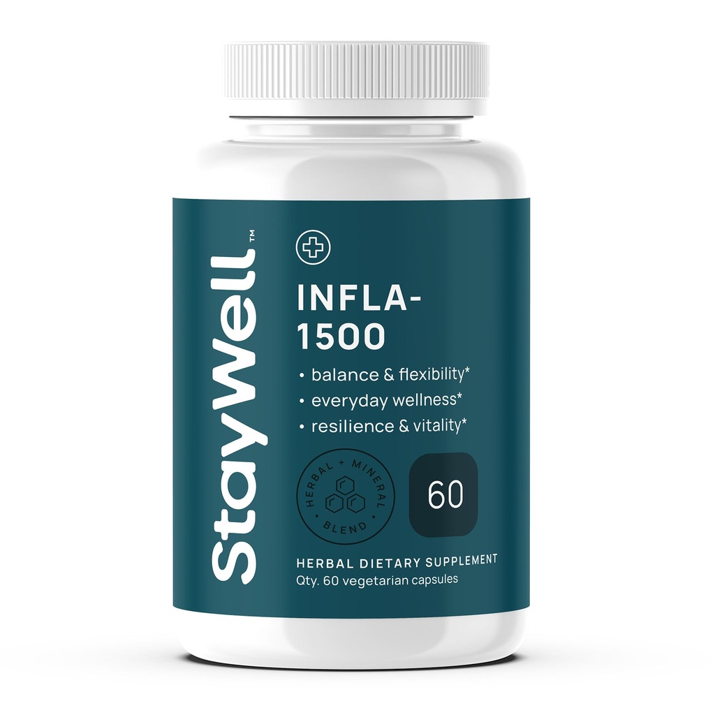 Infla-1500 全自然救济补充品 与Turmeric, White Willow Bark, Ashwagandha, Ginger, Boswellia, Bromelain, Omega-3 和 镁-60ct混合