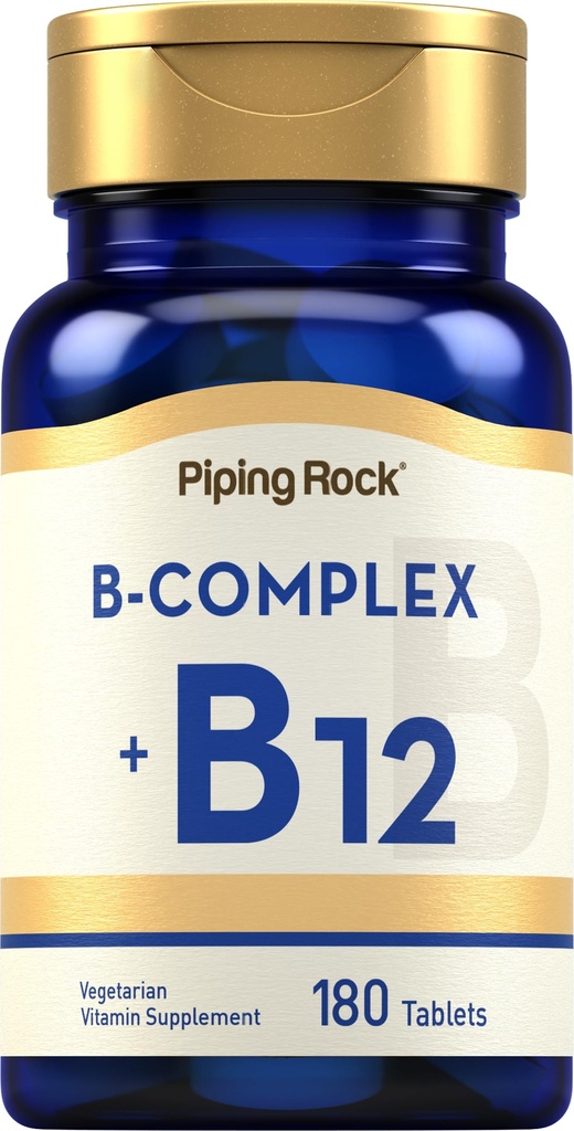 Piping Rock Vitamin B Complex + 180 平板电脑 + 与 B12 + 蔬菜,Non-GMO,大豆免费补充