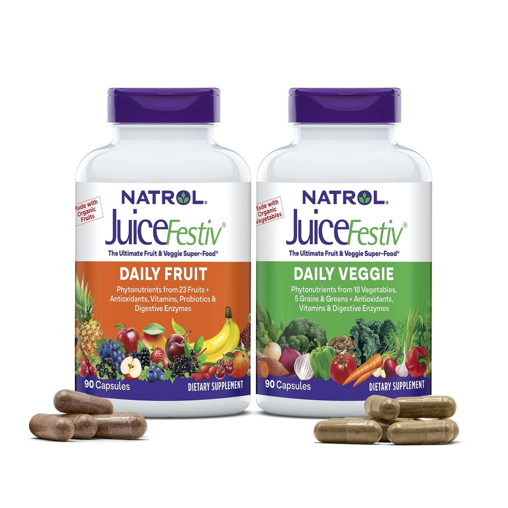 Natrol JuiceFestiv,维生素和营养与健康补充剂,细胞健康抗氧化剂,90 Capsules (2-Count),最多45天的供应量