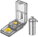 JohnBee Pill Cutter – 小型或大型药丸的最佳药丸 Cutter – 设计于美国 – 切除维生素 – 与盾牌的药丸 – 包括键链药丸持有器(Gray)