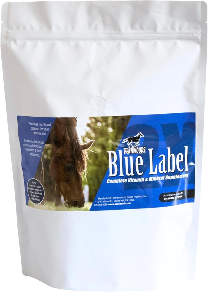 Pennwoods Equine Products Blue Label 2x - 4 LBS → 马肉素 → 力量 → 马补充 → 改进文摘 → 饲料效率 → 重量 + 体重 → 身体条件 → 马营养 → 耐力 → → 霍