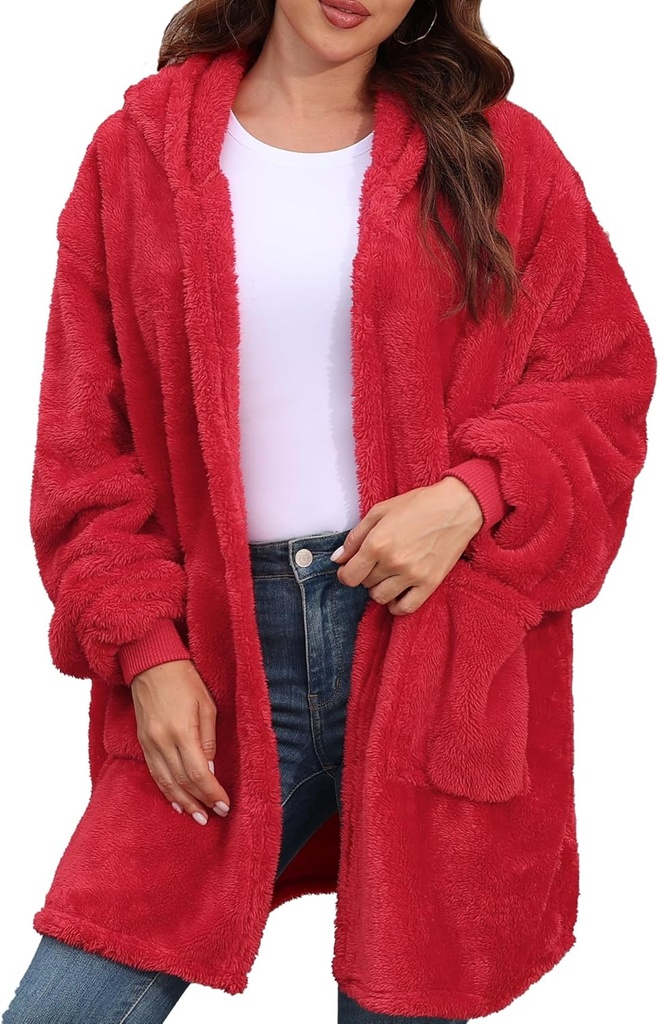 男女衣帽帽衫(Argstar Hooded Cardigan for Men and Men),体型过大的汗衫 Fuzzy Fleece Blanket Hoodie Jacket - 一个尺寸适合所有