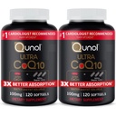 Qunol Ultra CoQ10 100mg, 3x更好的吸收, 专利水和脂肪可溶性自然补充形式 Coenzyme Q10, 抗氧化剂促进心脏健康, 240 Count Softgels