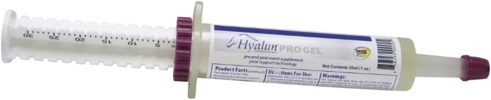 Hyalogic Hyalun PRO Gel – Hyaluronic Acid Horse 联合补编 – Pre & Post Event Buster – 30cc Equine Syringe 口头 – 3 完全管理 Hyalun 100mg Pure Hyaluronic Acid (HA)