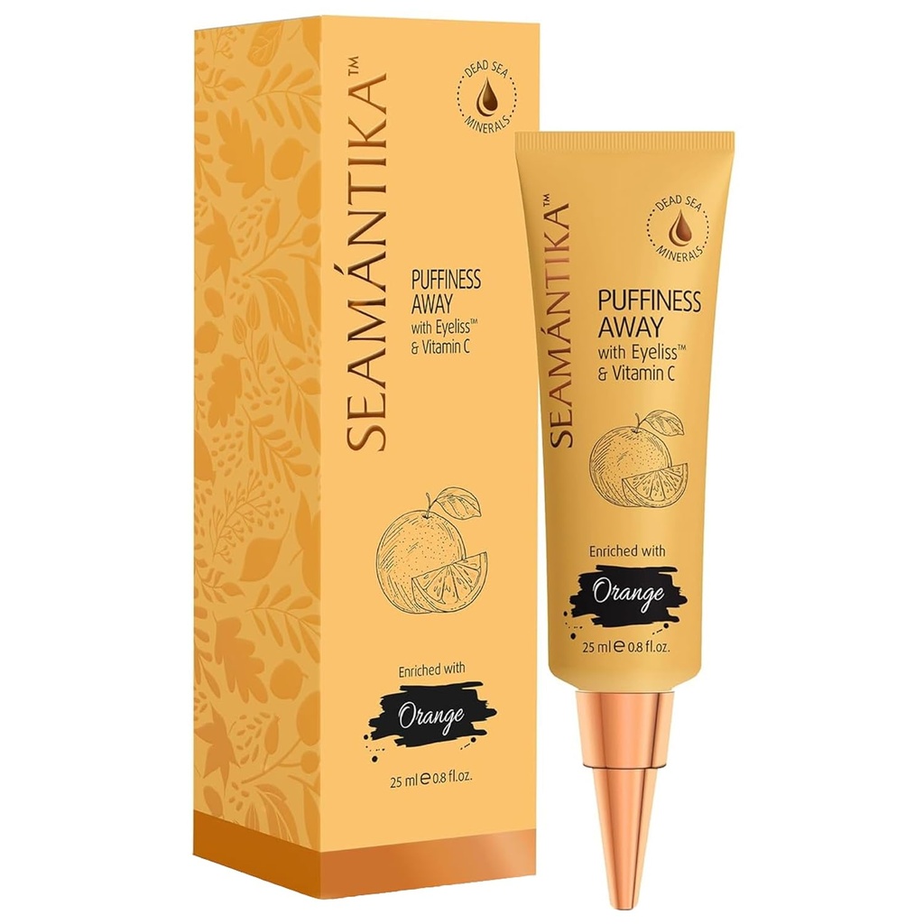 SEAMANTIKA PUFFINESS AWAY Eye Cream 0.8 f.oz - 眼球即时眼袋移除器与眼球;维生素C,眼球减少器即时结果下,暂时减少皱纹和暗圆