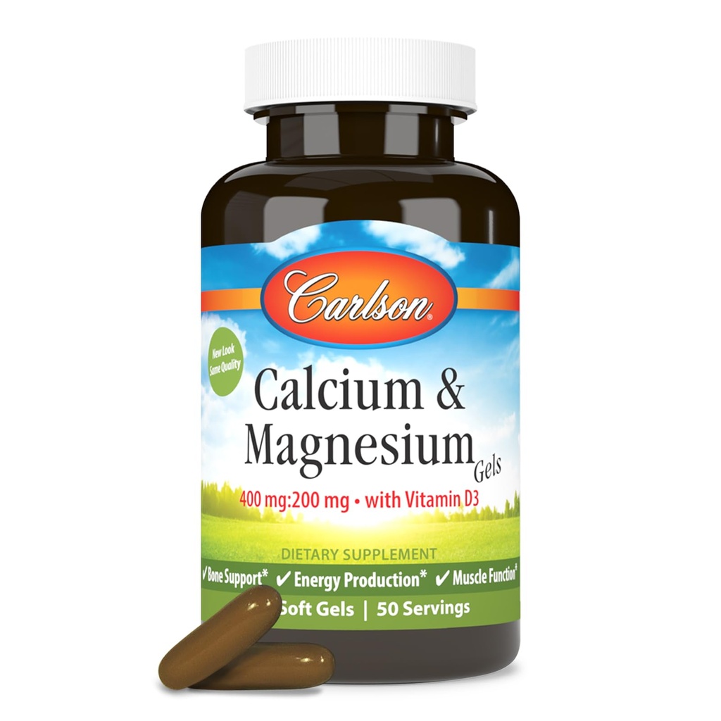 Carlson - Cal-Mag Gels, 2:1 钙对镁比, 骨支持, 能源生产, 100 软凝胶