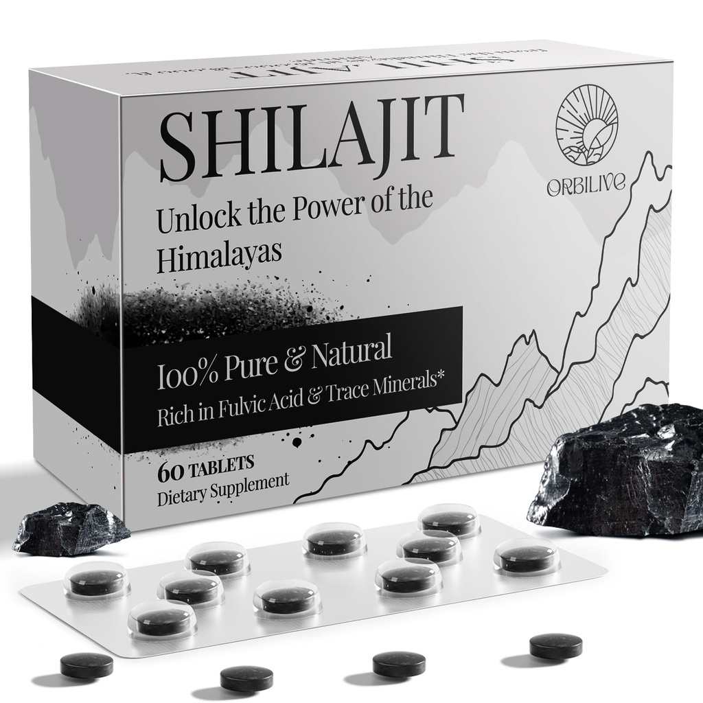 30,000 MG Shilajit牌匾,100%的Shilajit纯品,喜马拉雅有机制品,富尔维酸中男女富翁的Shilajit & 85+ Trace Minerals,能源与免疫系统希拉吉特补编,60 Counter