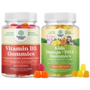 Bundle of Vitamin D3 Gummies for Daily Wellness with 2000IU per Serving Bone Muscle & Immune Support and Kids DHA Omega 3 Gummies - Fatty Acids Omega 3 6 9 for Brain, Immune Strength & Vision