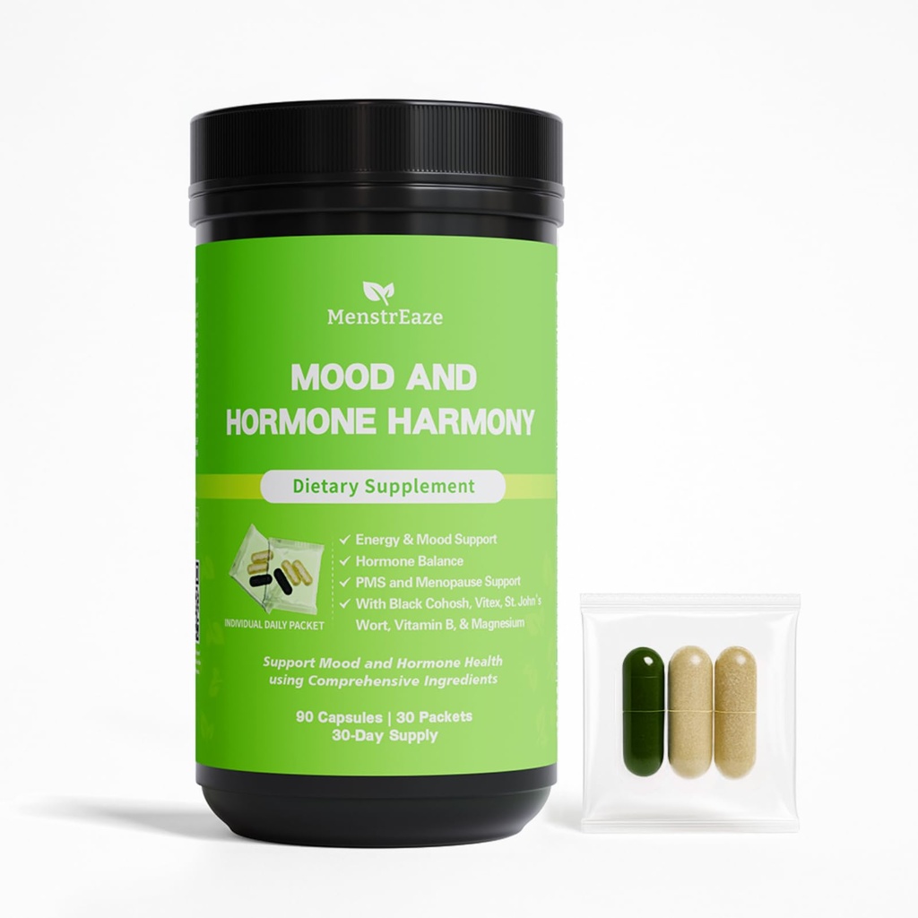 Hormone 平衡 女性- PMS 支持补充 Mood, Menstrual Cramp, Bloating, Hormone-Free Perimenopause & Menopause 支持, Chasteberry, Black Cohosh, St.