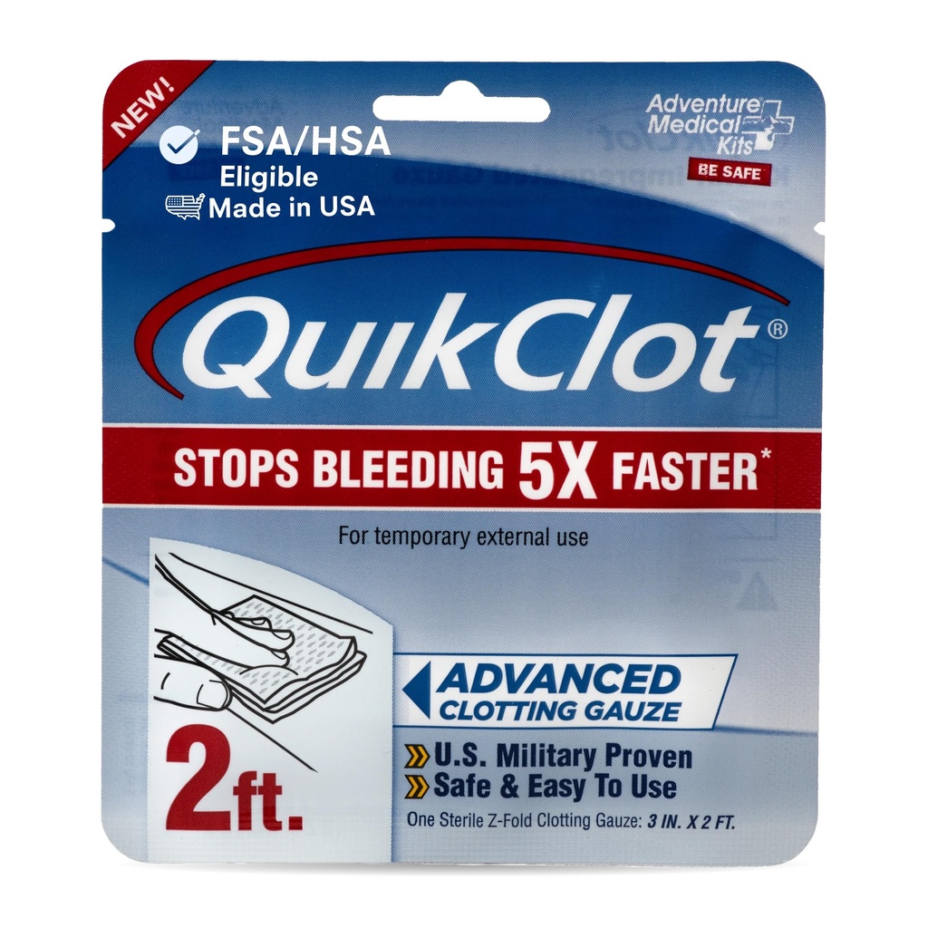 冒险医疗套(Adventure Medical Kits QuikClot Gauze) - 用于紧急生存或备灾的灵活 Heostatic Medical Gauze(英语:Heostatic Medical Gauze) Kits & More - 停止与高林快速流血 - 3"×24"