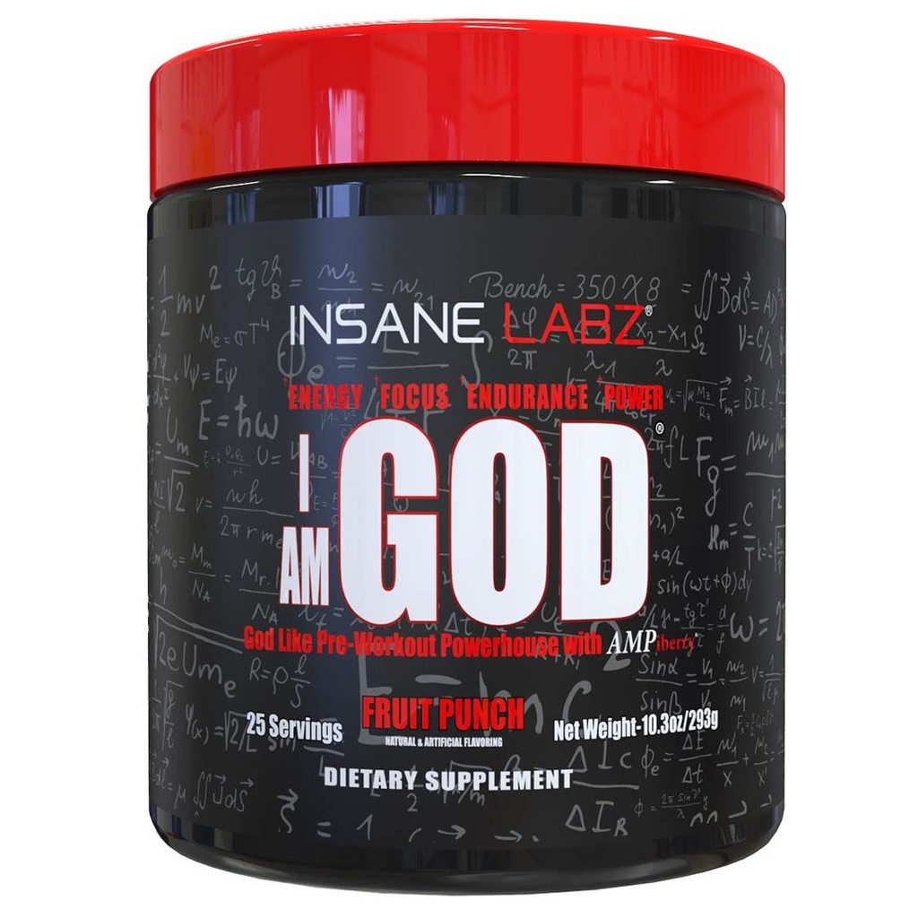 Insane Labz I是上帝的预选工作, 高刺激的预选工作粉 装有Creatine 和 DMAE 比特尔特 由AMPiberry 燃料, 能源聚焦耐力肌肉生长, 25 Srvgs, 水果扑克