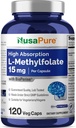 NusaPure L 甲基folate 15mg, 120 Veggie Capsules, Bioperine