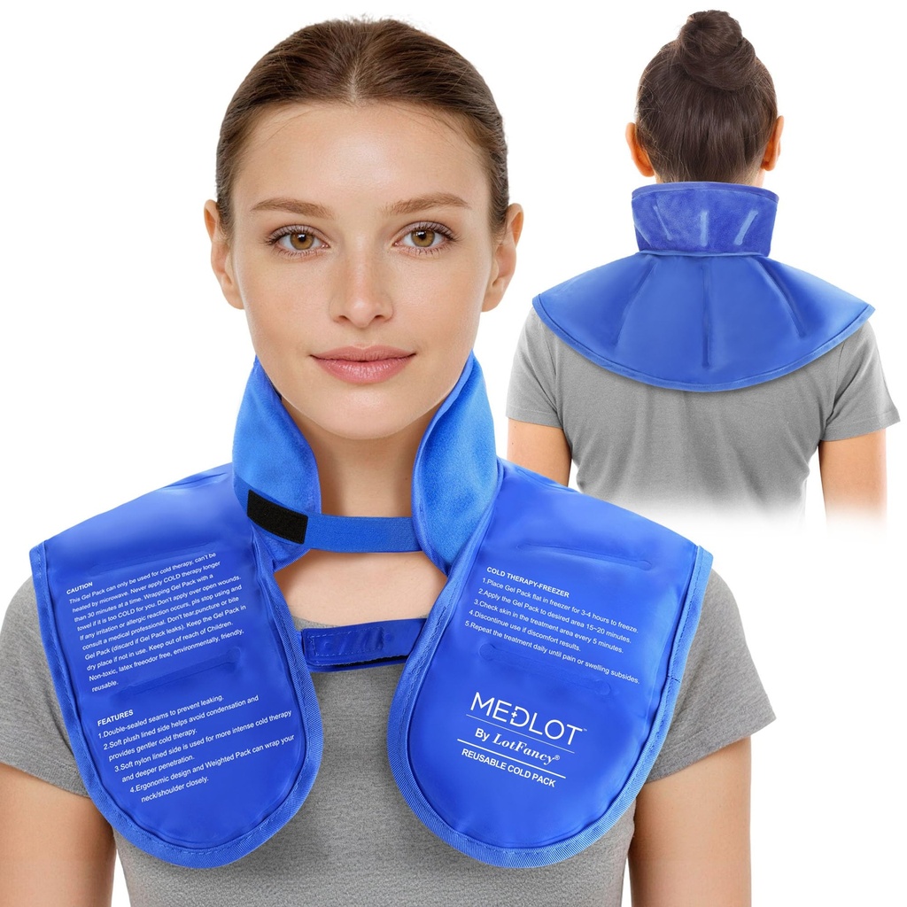 LotFancy Ice Pack for Neck Shifer, 可重复使用的冷颈包用于减轻痛苦, 软胶包与可调整的草条, 冷压缩治疗损伤, 水井, Strains, Splains