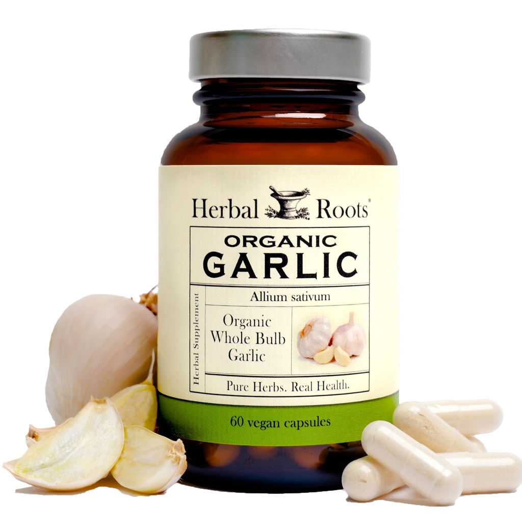 草根 有机整体 大蒜药丸 - 强性强 - 600 mg - 60 Organic Vegan Capsules